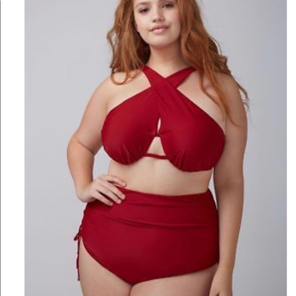 LANE BRYANT CACIQUE CRANBERRY BATHING SUIT